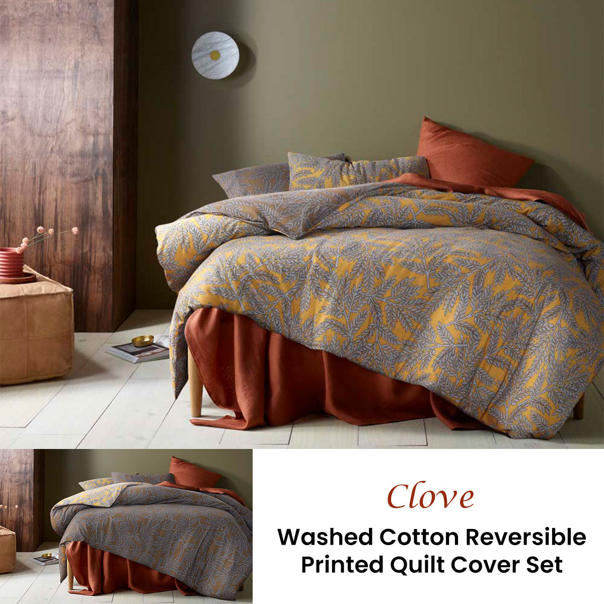 Clove | Reversible Quilt Cover Set | King